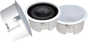 PyleHome In-Wall / In-Ceiling 8" Enclosed Speaker System, 70 Volt Transformer, Rotary Tap Select, Flush Mount, 300 Watt, Single Speaker (WHITE)