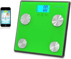 Pyle - Bluetooth Digital Weight and Personal Health Scale with Wireless iPhone, Android, Smartphone Data Transfer and Pyle Health App Fitness Tracker (Green)
