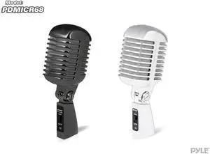 Pyle - Classic Retro Die Cast Metal Vintage Style Dynamic Vocal Microphone with 16ft XLR Cable (Silver)