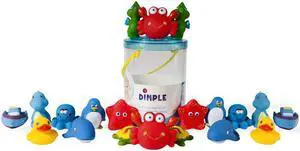 Set of 20 Vinyl Non-Toxic Floating Bath Toys, Assorted Colors & Shapes, Squeeze to Spray! Tons of Fun, Great for Kids & Toddlers by Dimple
