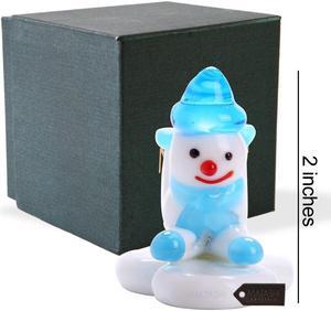Murano Christmas Winter Decorative Glass Snowman Figurine, Christmas Gift and Ornament by Matashi - Blue