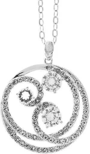 18K White Gold Plated Necklace with Entangled Swirl Design with a 16" Extendable Chain and High Quality Crystals by Matashi