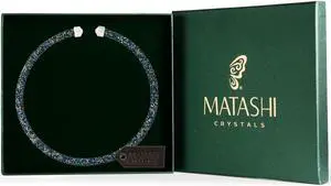Metallic Blue Glittery Crystal Choker Necklace By Matashi