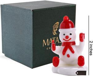 Murano Christmas Winter Decorative Glass Snowman Figurine, Christmas Gift and Ornament by Matashi - Red