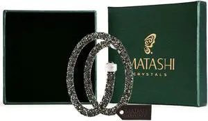 Matashi Krysta Charcoal Wrap Around Luxurious Crystal Bracelet By Matashi