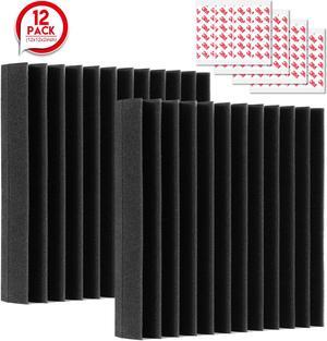 AGPtEK 12 Packs Sound Proof Padding Soundproof Foams 12*12*2 Inches Black