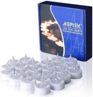 AGPtEK 24Pcs Timing Candle Warm White for Wedding Holiday Party Home Decoration