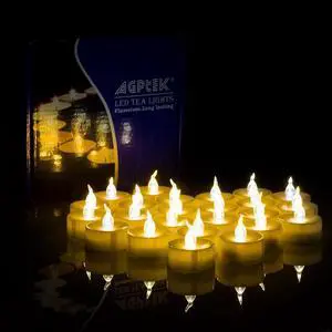 AGPtEK 24Pcs Timing Candle yellow DE82B for Wedding Holiday Party Home Decoration 24pcs(Amber Yellow)