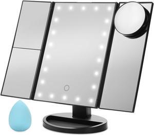 FITNATE Standing Make Up Mirror Vanity USB 21 LED Light 10X 3X 2X 1X Magnification Black