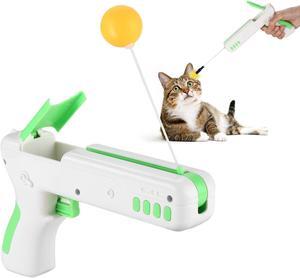 Ownpets Green Interactive Cat Toy Gun Cat Stick Toy with Ball & Feather