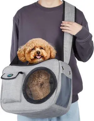 Ownpets Pet Sling Carrier Airline Carrier Travel Bag, Fit 10~15lb Cats&Dogs, Comfortable, Adjustable, Perfect for Airline, Travelling, Daily Walk, Outdoor Activity and Weekend Adventure