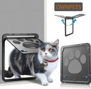 Ownpets Pet Dog Cat Small Screen Locking Flap Door Magnetic Automatic Slide Protector