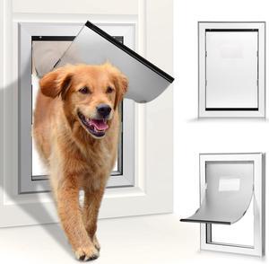 Ownpets Large Pet Door Dog Metal Magnetic Locking Flap Screen Gate Easy to Install Strong & Durable