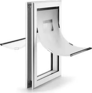 Ownpets Double-Flaps Aluminum Pet Door Larger Size With Magnetic Flap And Safety Guard
