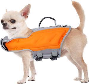 Ownpets Inflatable Dog Life Jacket, Innovative Lightweight Design, High-Visibility Bright Orange with Reflective Strips, Size M
