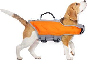 Ownpets Inflatable Dog Life Jacket, Innovative Lightweight Design, High-Visibility Bright Orange with Reflective Strips, Size XL