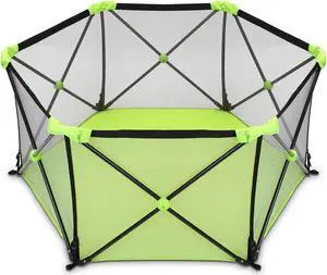 Portable Playard Play Pen for Infants and Babies - Lightweight Mesh Baby Playpen with Carrying Case - Easily Opens with one Hand