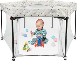 Portable Play Yards in Baby, Baby Playards, Collapsible Baby Playpen with Zipper Door for Indoor & Outdoor Travel
