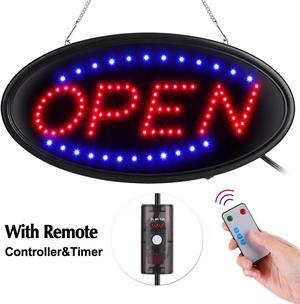AGPtek LED Open Sign, 19x10inches(Update Version) Business Open Sign Advertisement Board Electric Display Sign, With Remote Control&Timing Function, 2 Lighting Modes Flashing & Steady, for Business