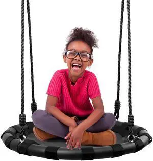 Children Tree Swing Hanging Flying Web Platform Mesh Saucer for Playground 330Ibs 60cm/24inch Diameter