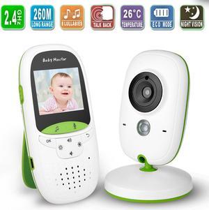WELSPO 24GHz Video Baby Monitor with LCD Display Digital Camera Infrared Night Vision Two Way Talk Temperature Monitoring Lullabies Long Range and High Capacity Battery