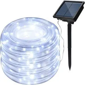 AGPtEK 20M 200LED Rope Light White +Solar Panel 2400
