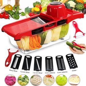 FITNATE Vegetable Slicer Cutter Chopper Grater Julienne With 6 Interchangeable Blades