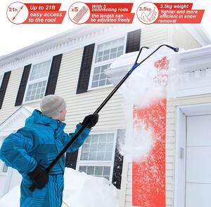 AGPtEK 21 Feet Snow Roof Rake with 19 cinches Milling Cutter and 3 Inches Wheels, Durable Snow Roof Rake with Snow Slide for Pitched Roof and Shingle Roof