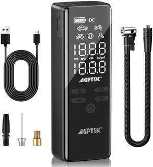 AGPtEK Tire Inflator Portable Air Compressor, 150PSI & 5000mAh Cordless Car Tire Inflator, 5 Modes Rechargeable Bike Pump with LED, Auto-Off Portable Air Pump for Cars, Bikes & Motorcycle Tires, Balls