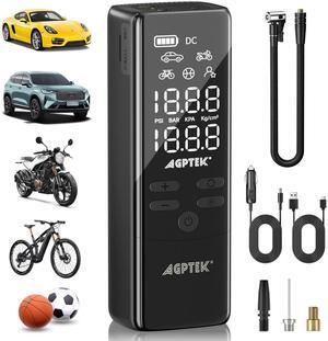 AGPtEK Tire Inflator Portable Air Compressor-150PSI & 7500mAh& 12V DC Tire Pressure Gauge Electric Air Pump,LCD Display with LED Light for Cars, Bikes & Motorcycle Tires, Balls