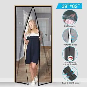 AGPtEK Magnetic Screen Door with Fiberglass Mesh Curtain Fits Size 37" x 82"