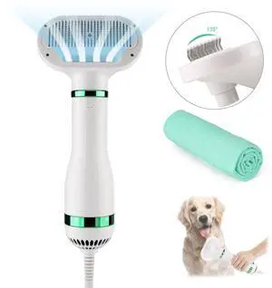 Ownpets 2 in 1 Pet Hair Dryer Portable with Slicker Brush Adjustable Temperature