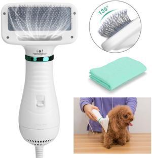 Ownpets 2 In 1 Pet Hair Dryer Blower Slicker Brush Portable Dog Cat Grooming Low Noise