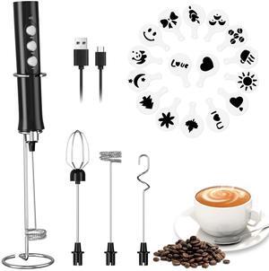FITNATE Rechargeable Milk Frother 1200mah Electric Foam Maker With Metal Frother Stander For Coffee Latte
