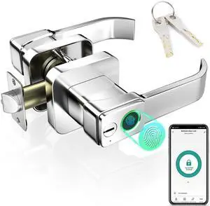 FITNATE Smart Biometric Door Lock with App Control Fingerprint Silver