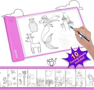 IMAGE Light-up Tracing Pad Pink Coloring Drawing Art Gift Toy for Girls Boys Age 6+