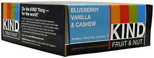 Kind Fruit & Nut, Blueberry Vanilla & Cashew, 12 Bars, From Peaceworks