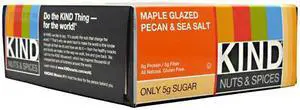 Kind Nuts & Spices, Maple Glazed Pecan & Sea Salt, 12 Bars, From Peaceworks
