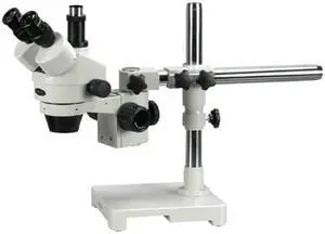 7X-45X Trinocular Stereo Zoom Microscope on Single Arm Boom Stand