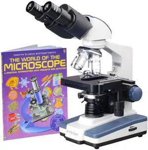 40X-2500X LED Lab Binocular Compound Microscope with 3D-Stage + Microscope Book
