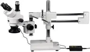 3.5X-45X Trinocular Stereo Microscope with 4-Zone 144-LED Ring Light
