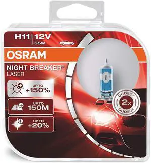 2-PK Osram H11 64211NL Night Breaker Laser 55w 12v Automotive Bulb
