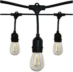 24Ft Outdoor LED String Lights 12W S14 Warm White Bulb w/ 12 Bulbs