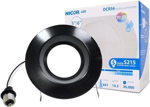 NICOR 5/6in. 853Lm LED Downlight in Black, 2700K Round Recessed Light