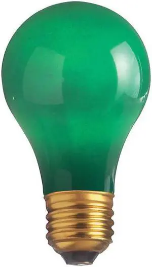 Satco 06091 - S6091   25W A19 130V CER GRN Standard Solid Ceramic Colored Light Bulb