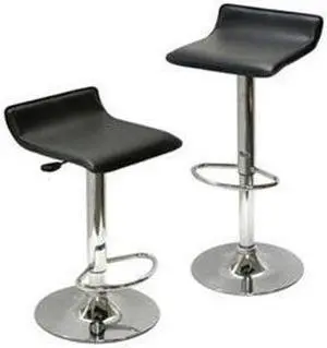 Spectrum Set Of 2, Adjustable Air Lift Stool, Black Faux Leather, Rta By Winsome Wood
