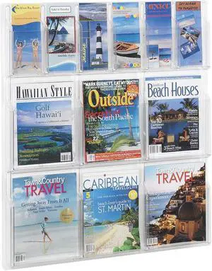 Safco Reveal Clear Literature Displays 12 Compartments 30w x 2d x 34-3/4h Clear