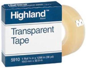 Highland Transparent Tape, 1" Core, 0.75" X 36 Yds, Clear 5910341296