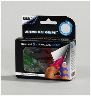 Lee Tippi Micro-Gel Fingertip Grips, Size 7, Medium, Assorted, 10/Pack 61070