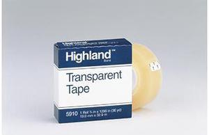 Highland Transparent Tape, 1" Core, 0.5" X 36 Yds, Clear 5910121296